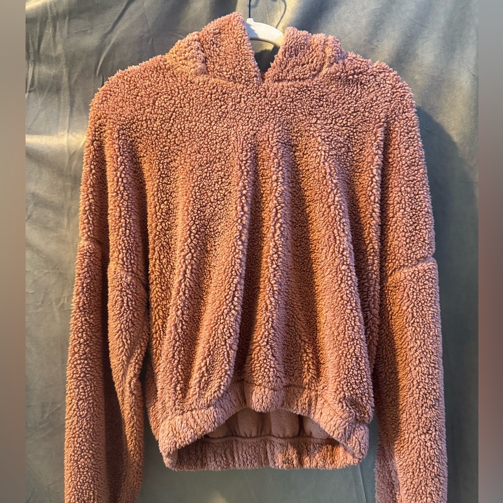 Fashion Nova Sherpa Teddy Hoodie Pullover – Dusty Rose – Size Small